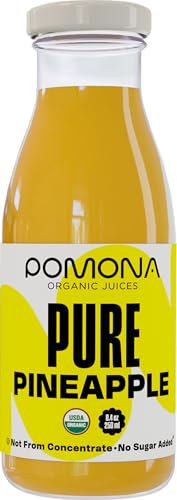 Pomona Organic Juices Pure Pineapple Juice  8.4 Ounce Bottle (Pack of 12)  Cold Pressed Organic Juice  Non-GMO  No Sugar Added  Not from Concentrate  Gluten Free  Kosher Certified  Preservative Free