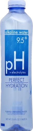 Perfect Hydration Alkaline Drinking Water - 9.5+ pH, Electrolyte Minerals, 12 pack of 1L Bottles, 100% Recycled, Clear