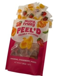 Nutty Fruity Peel'D Tangerine, Strawberry, & Mango Peelable Gummies- Individual Wrapped, 20Oz Resealable Bag