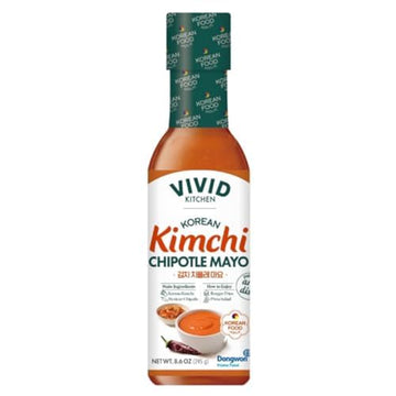VIVID KITCHEN Kimchi Chipotle Mayo - Korean Fusion Sauce - 8.6 oz Bottle - Bold, Spicy, Creamy Condiment - No MSG or Preservativ