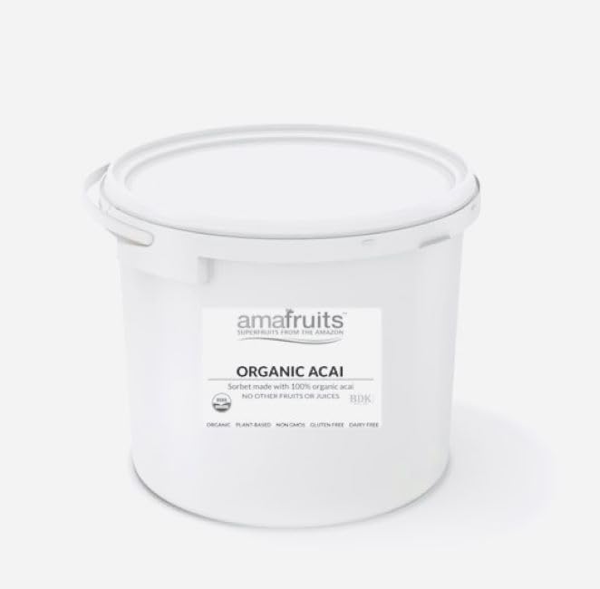 Amafruits Acai Berry Frozen Sorbet/Usda Organic/Antioxidant Rich Superfruit / 3 Gallon