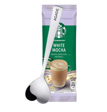 White Mocha instant coffee,Premium Coffee Blend, 1 box contains 10 packets and 1 AGADE Coffee Spoon (1 Box 10 packets), White Mo