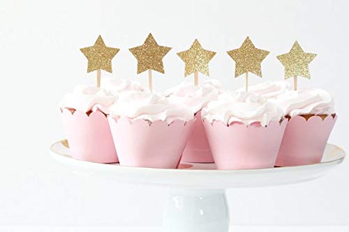 Flairs New York Party Props Decorations Cupcake Toppers (Silver Glitter Mini Stars, Pack Of 10 Cupcake Toppers)