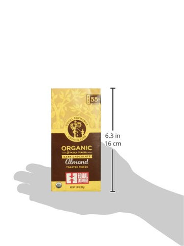 Equal Exchange Organic Dark Chocolate Bar, Almonds, 12 Count