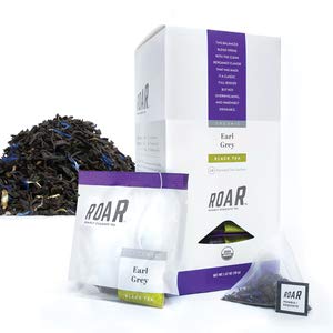 Roar Organic Earl Grey Black Tea Pyramid Bags 80 Count (4 Boxes Of 20 Bags Each)