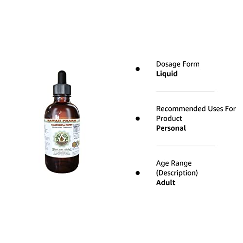 Hawaii Pharm California Poppy Glycerite, 4 Fl Oz,   -Free Liquid Extract, Nervous System Support