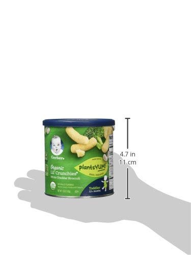 Gerber 2Nd Foods Organic For Toddler, Lil' Crunchies, White Cheddar Broccoli, 1.59 Oz Canister