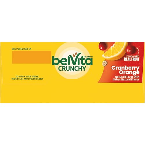 belVita Breakfast Bars Biscuits, Cranberry Orange, 30 Total Packs, 6 Boxes (4 Biscuits Per Pack)