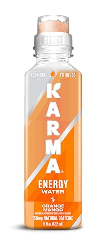 Karma Energy Drink - 12 Pack  Orange Mango Caffeinated Water with Cognizin Nootropics  Vitamins & Immune Support  Low Calorie