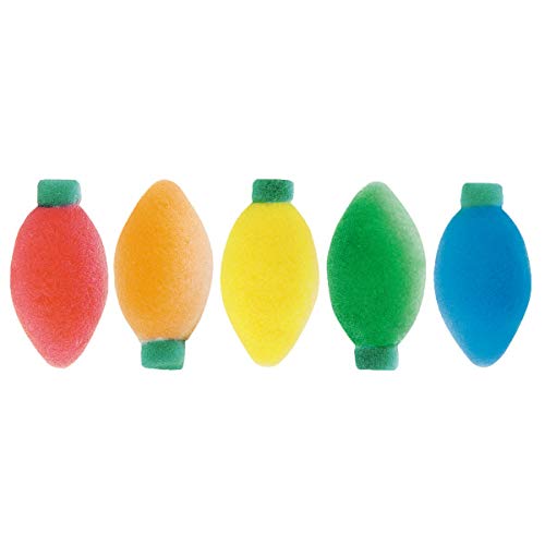 Red, Orange, Yellow, Green, and Blue Mini Christmas Light Edible Sugar Cake Toppers, 24 Count