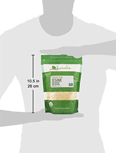 Kevala Raw Sesame Seeds Unhulled - Gluten Free, Vegan Snacks Seasoning, Kosher, Non Gmo, Nutty Accent On Bread And Buns, Salad Topping, Bag, 2 Lb