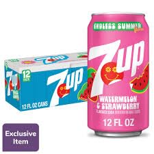 7Up Watermelon Strawberry Soda, 12 Fl Oz Cans (12 Pack, Regular)