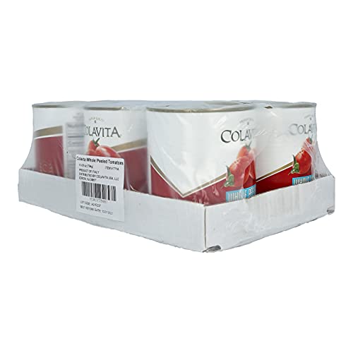 COLAVITA Whole Peeled Tomatoes, 28 Ounce Can, Pack of 6 - Premium Italian Tomatoes for Cooking and Sauces