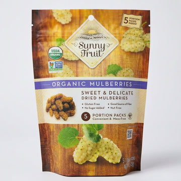 Sunny Fruit Organic Mulberries 1.76oz (5 Packs) - Sweet Turkish Dried Fruit