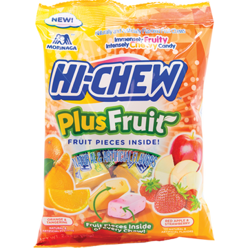 Morinaga Japan Hi Chew Plus Fruit Sunrise Mix Chewy Candy, Red Apple Strawberry and Orange Tangerine