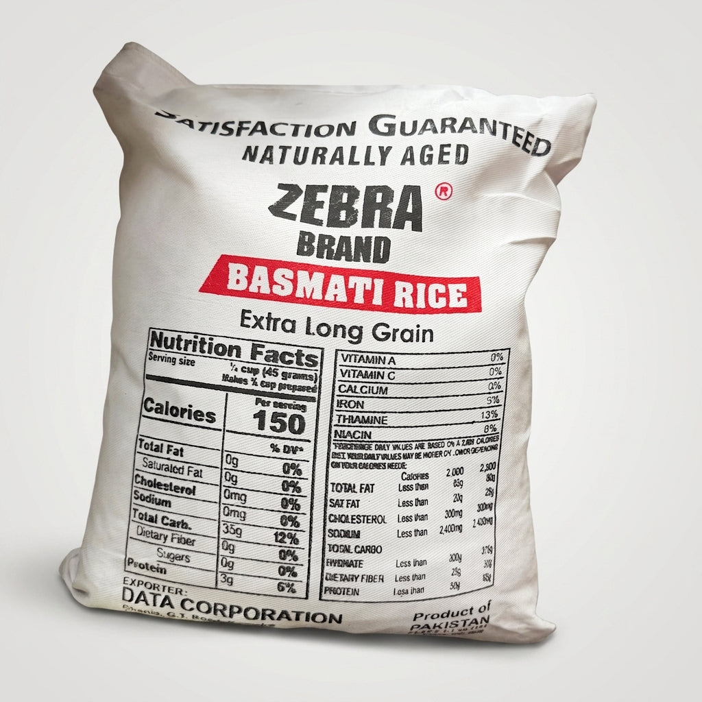 Zebra Brand Basmati Rice 10 lb - Extra Long Grain Premium Pakistani Rice