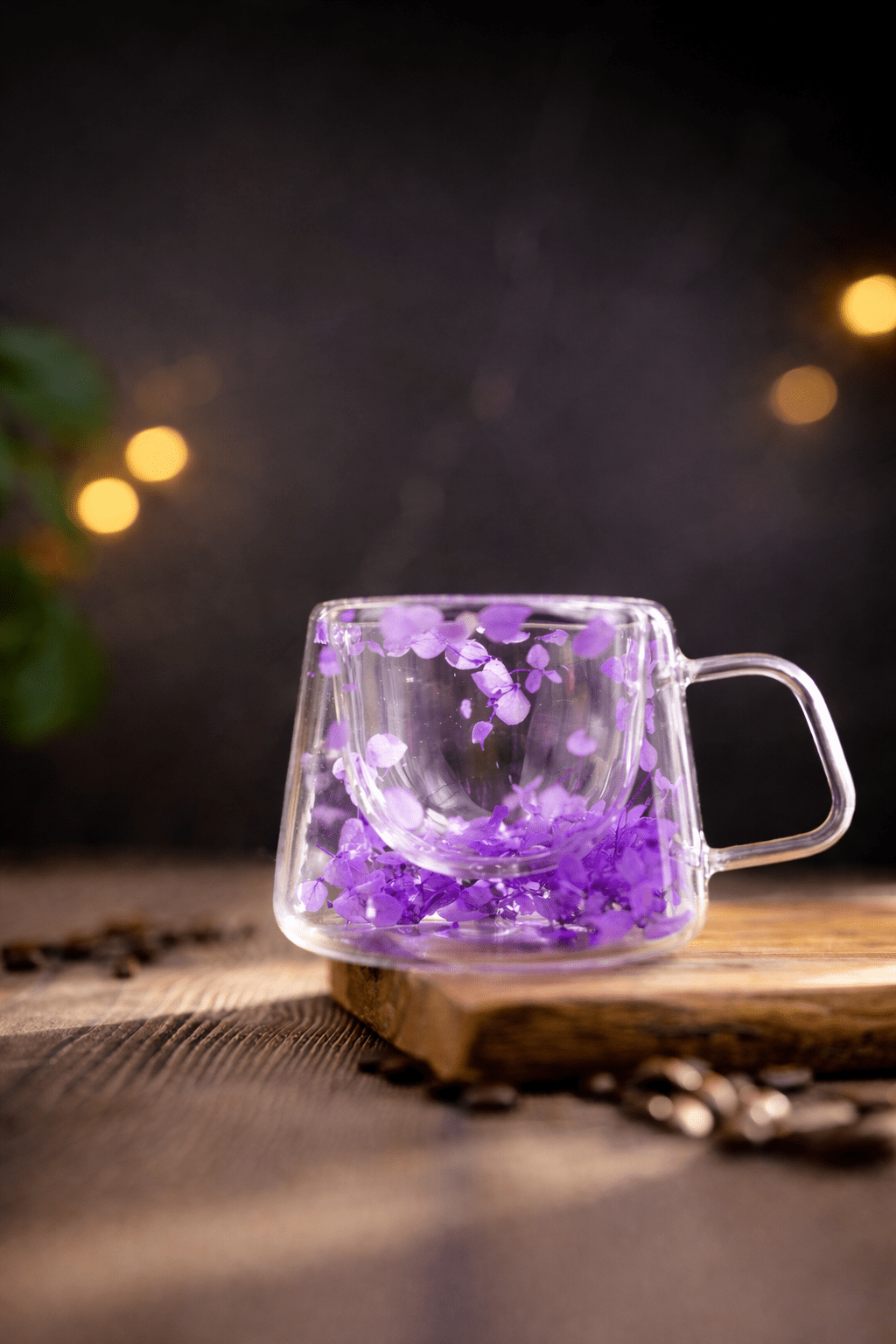 Double Glass Handcrafted Flower Glass Cup Mugs with Dried Flowers - Unique Floral Tea  & Coffee Mug