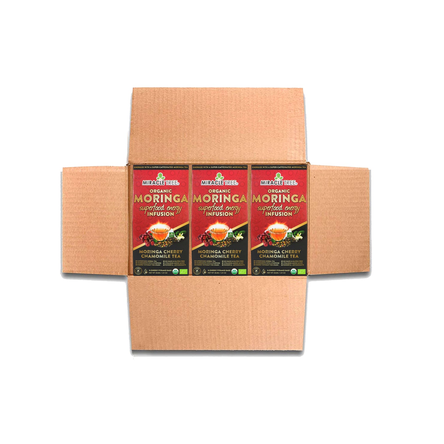 Organic Moringa Energy Tea - Cherry Chamomile - Natural Coffee Alternative