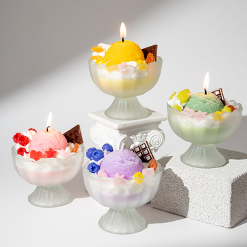 Fruit Ice Cream Creative and Beautifully Shaped Yogurt Cup Soy Wax Scented Candle, Dessert-Inspired Decorative Candle Gift for Birthday, Souvenir, Home Decor and Special Occasion Gifting
