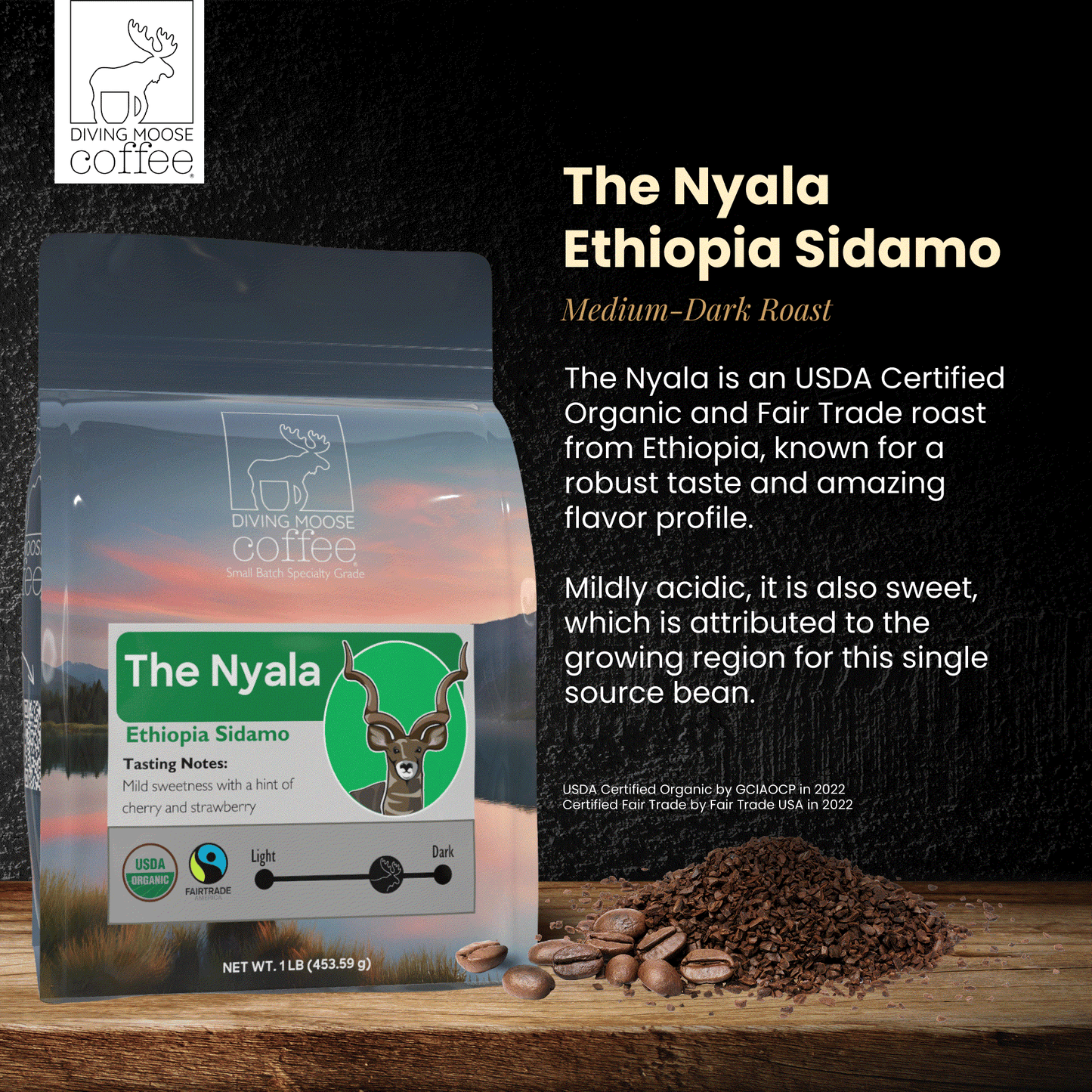 The Nyala - Ethiopia Sidamo Organic Medium-Dark Roast