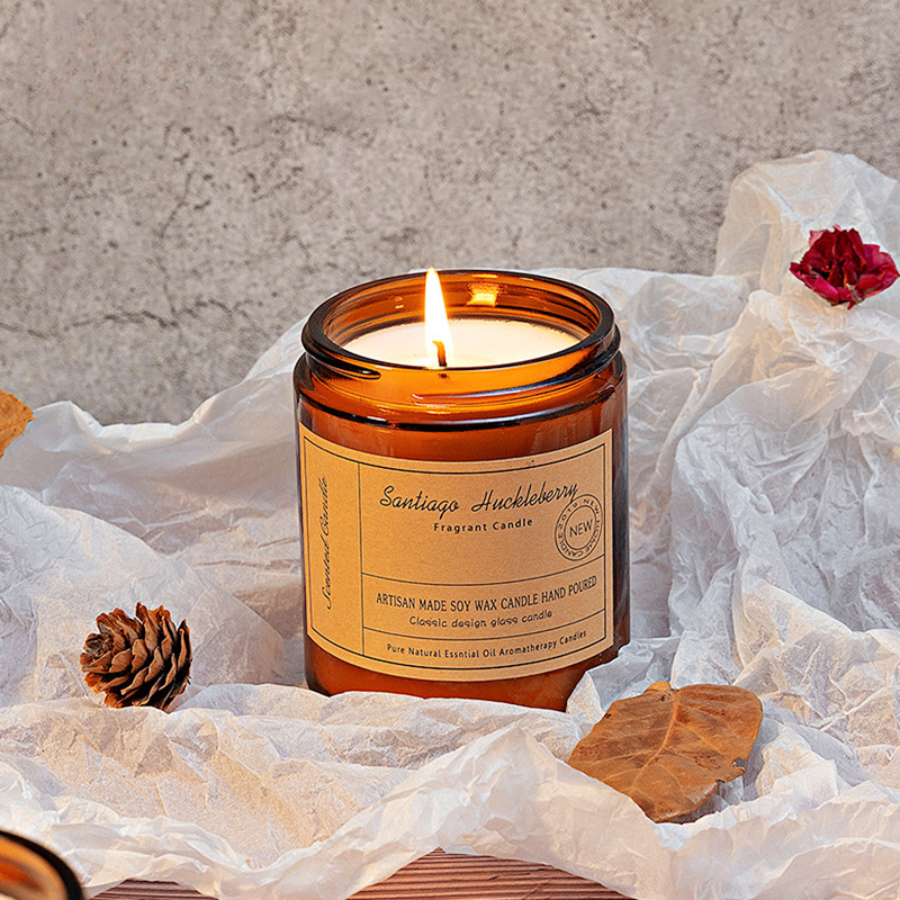 Smokeless Aromatherapy Scented Candle Handmade with Natural Soy Wax, Creative Glass Cup Tea Bottle Design, Decorative Home Aromatherapy Candle Cup for Living Room, Bedroom, and Gift
