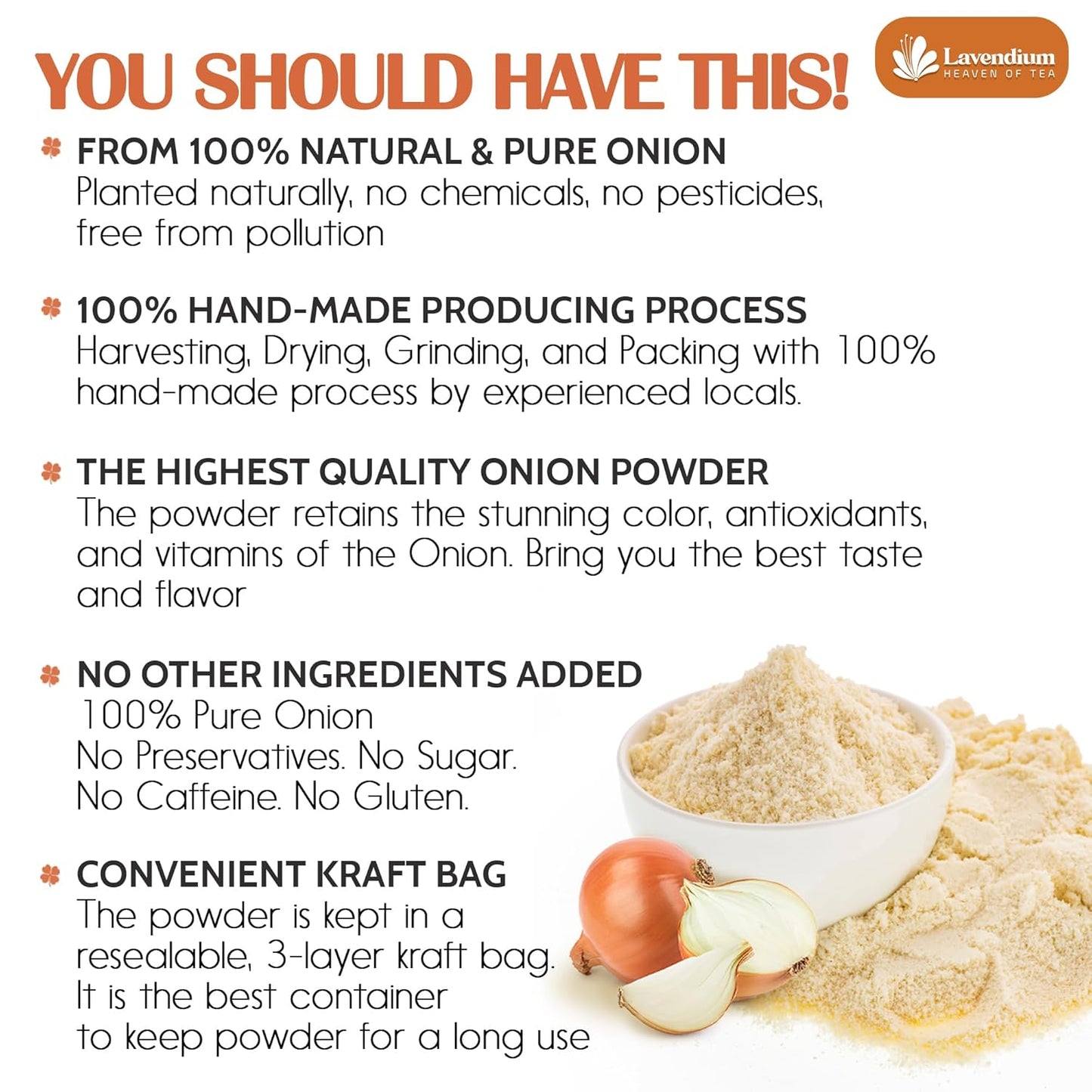 Premium Onion Powder, 100% Natural and Pure from Onion, Rich Flavor, Perfect for Cooking & Seasoning