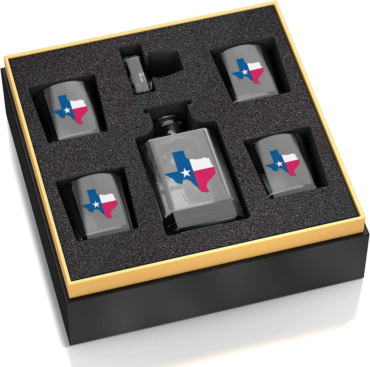 Texas Flag Decanter Whiskey Glass Gift Set - 5 Piece Set