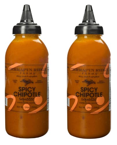 Terrapin Ridge Gourmet Spicy Chipotle Garnishing Sauce, Pack of 2 Squeeze Bottles, 14 Ounce Each