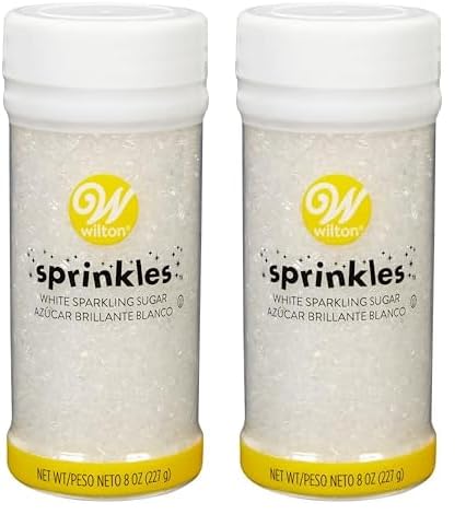 Wilton White Sparkling Sugar, Glamour White Sprinkles For Cakes & Cookies, 8 Oz. (Pack Of 2)