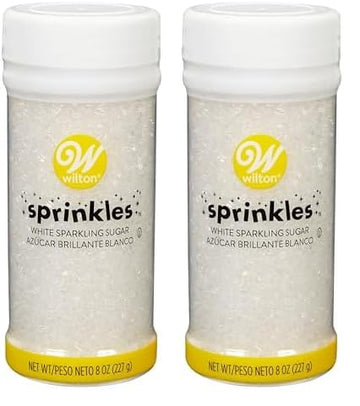Wilton White Sparkling Sugar, Glamour White Sprinkles For Cakes & Cookies, 8 Oz. (Pack Of 2)