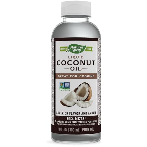 Nature's Way Liquid Coconut Oil, Superior Flavor and Aroma, Hexane Free, Stays Liquid, Non-GMO Project Verified, 10 Fl Oz (Packa