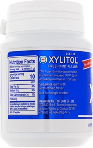 Lotte Xylitol Fresh Mint Gum, 2.04 oz, Blue, Pack of 1