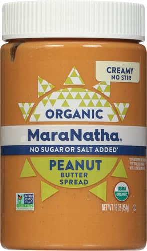 Maranatha Organic No-Stir Creamy Peanut Butter Spread, No Sugar or Salt Added, 16 Ounce (Pack of 2)