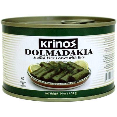 Krinos Dolmas Stuffed G  Leaves with Rice, Mediterranean Herbs, 14oz - Vegan, Ready to Eat, Traditional Turkish Recipe
