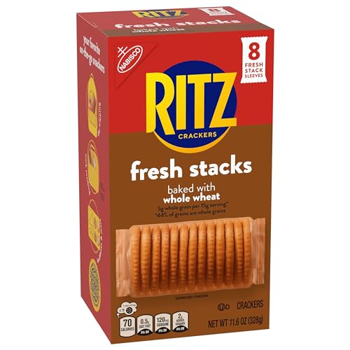 RITZ Fresh Stacks Whole Wheat Crackers, Bulk Travel Snacks, Holiday Crackers, 6 Boxes (48 Multi Snack Packs)