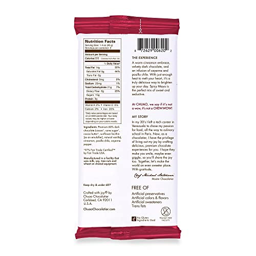 Chuao Chocolatier Spicy Maya Gourmet Dark Chocolate Bars | Cinnamon Cayenne No Preservatives | For Gift Baskets, Christmas, Valentines, Birthday, Care Package | 12 Pack