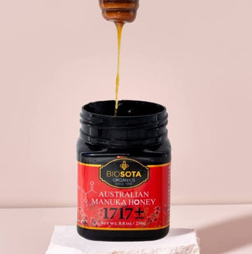 Biosota Organic Manuka Honey Mgo 1717+ - Medical Grade Manuka Honey From Australia Npa/Ulf 31+, 100% Raw Unheated Pure Honey, 8.