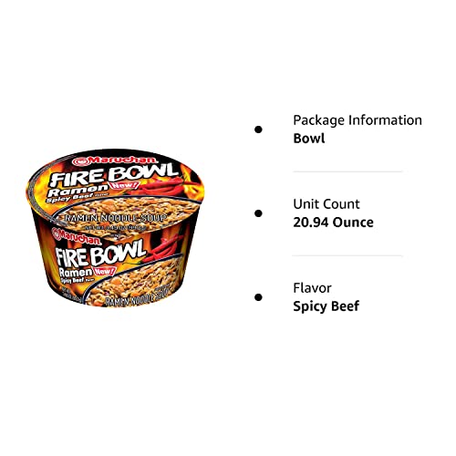 Maruchan Bowl Fire Spicy Beef Flavor, 3.49 Ounce (Pack Of 6)