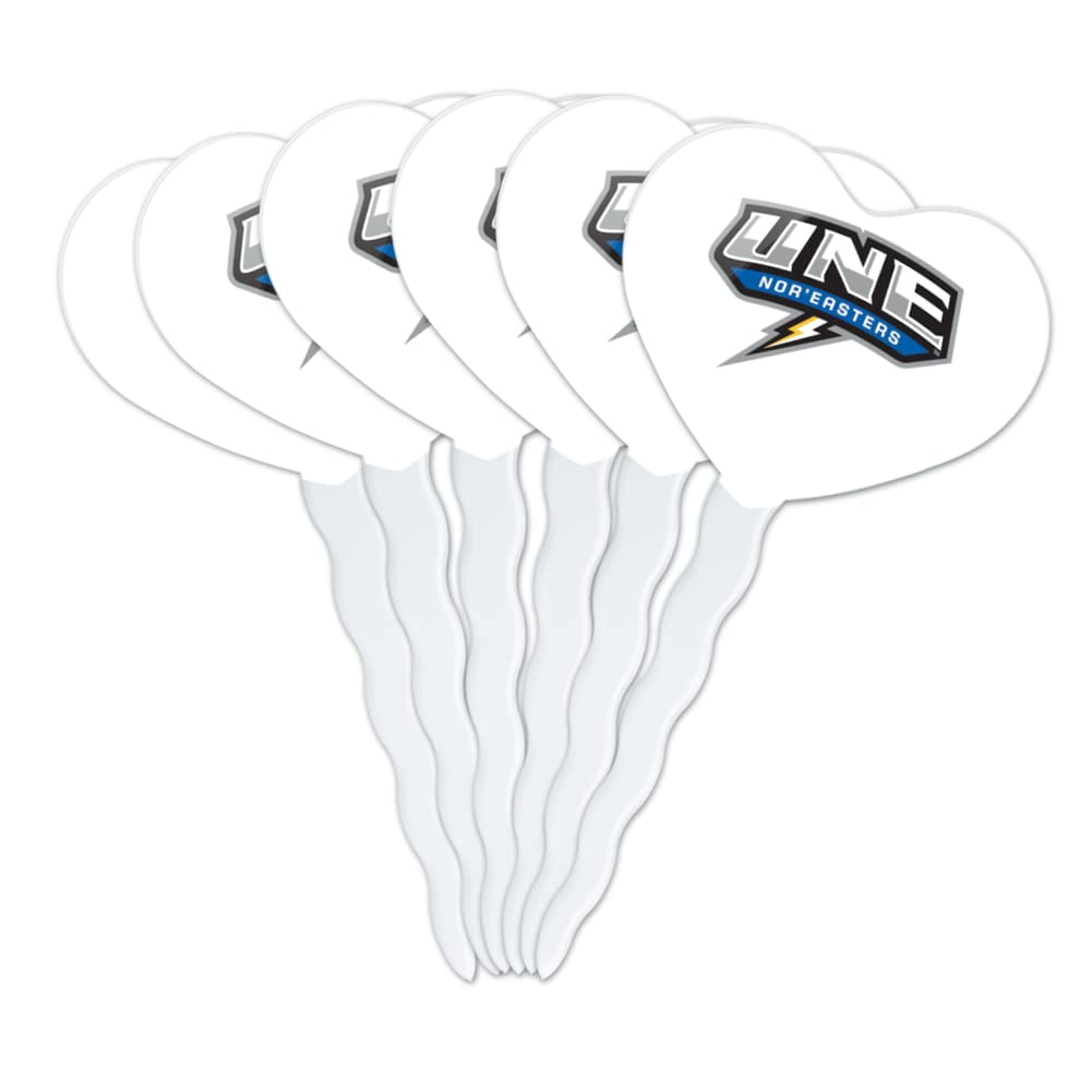 GRAPHICS & MORE Cupcake Picks Set of 6, Acrylic Decoration Toppers, University of New England, Model CUPT.HRT.ACR.6PK.CLCNEN500B