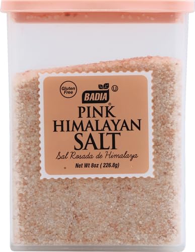 Badia Pink Himalayan Salt, 8 oz - Natural Shades of Light to Dark Pink, Gourmet Cooking Ingredient, Fine Grain, Mineral-Rich Seasoning