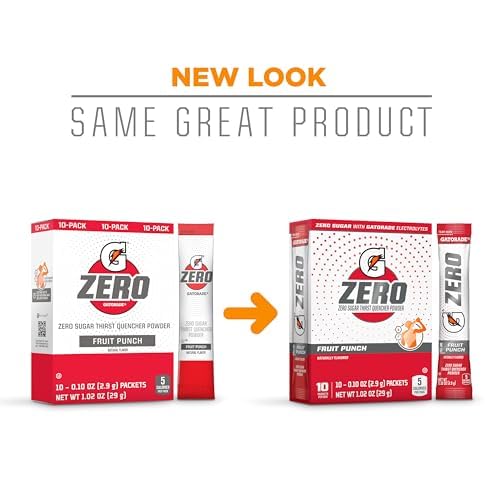 Gatorade G Zero Sports Drink Mix Powder Packets, Fruit Punch, Electrolyte Powder Drink Mix for Hydration, Zero Sugar, Total 120