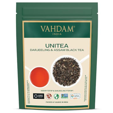 Vahdam, Unitea Black Tea Leaves +170 Cups,12Oz  Blend Of Darjeeling Tea & Assam Tea  Robust & Flavory Black Tea Loose Leaf  Unbl