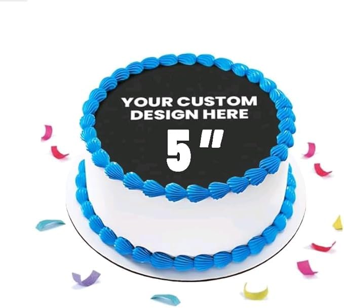 EPOC-PRINT Custom Edible Image Toppers - Upload Photos, Multi-Color, Frosting Sheet, 5 Round
