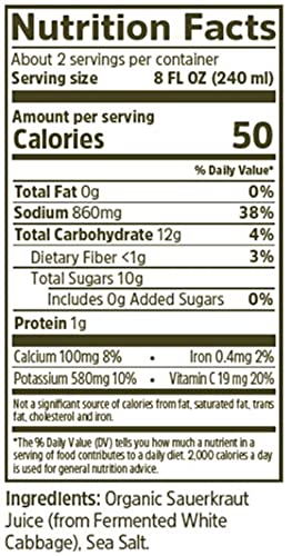 Biotta Organic Sauerkraut Juice - 100% Fermented White Cabbage Juice - Superfood For Optimal Gut Health & Digestion - Excellent Source of Vitamin C & Good Source of Potassium (16.9 Fl Oz  Pk of 6)
