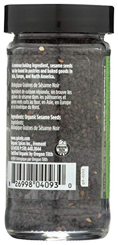 Spicely Organic Sesame Seeds Black Whole 2.00 Ounce Jar Certified Gluten Free
