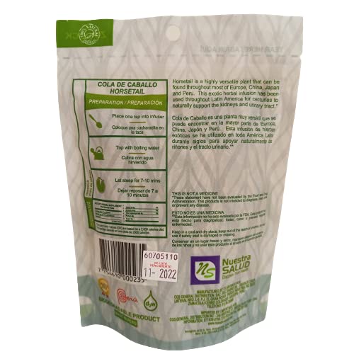 Nuestra NS Salud Horsetail Herbal Tea, 100% Natural, Caffeine Free, 30g (1.05oz) Zip-Lock Bag