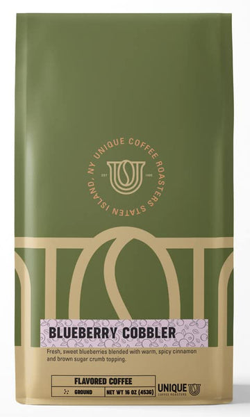 Blueberry Cobbler Flavored Ground Coffee, 1 Lb (16 Oz) Bag, Medium Roast, 100% Arabica Enhanced Quality Flavor