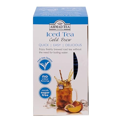 Ahmad Tea Black Tea  Cold Brew Peach and Passion Fruit Teabags  Iced Tea  20 ct (Pack of 6) - Caffeinated and Sugar-Free