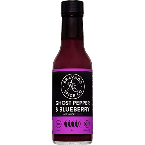 Ghost Pepper and Blueberry Hot Sauce By Bravado Spice FEATURED ON HOT ONES Gluten Free, Vegan, Low Carb, Paleo Hot Sauce All Nat