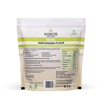 Kokos Natural Raw Banana Flour | Gluten-Free Atta | No Preservatives | Nutrition Rich & Starch| Organic Food Products | 500g (Pa